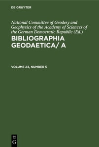 Bibliographia Geodaetica/ A. Volume 24, Number 5