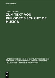 Zum Text von Philodems Schrift De Musica