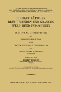 Die Blutplättchen beim Gesunden und Kranken Pferd, Hund und Schwein