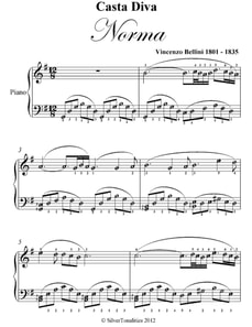 Casta Diva Norma Elementary Piano Sheet Music