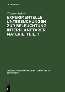 Experimentelle Untersuchungen zur Beleuchtung interplanetarer Materie, Teil. 1