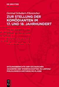 Zur Stellung der Komödianten im 17. und 18. Jahrhundert