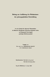 Beitrag zur Aufklärung des Mechanismus der photographischen Entwicklung