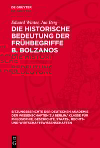 Die historische Bedeutung der Frühbegriffe B. Bolzanos