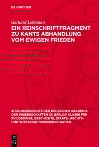 Ein Reinschriftfragment zu Kants Abhandlung vom ewigen Frieden