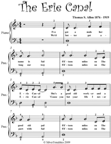 Erie Canal Easy Piano Sheet Music