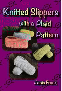 Knitted Adult Slippers with a Plaid Pattern