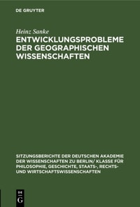 Entwicklungsprobleme der geographischen Wissenschaften