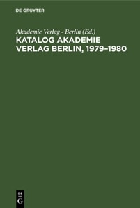 Katalog Akademie Verlag Berlin, 1979-1980