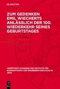 Zum Gedenken Emil Wiecherts anlässlich der 100. Wiederkehr seines Geburtstages