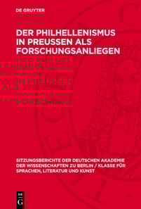 Der Philhellenismus in Preussen als Forschungsanliegen