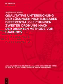 Qualitative Untersuchung der Lösungen nichtlinearer Differentialgleichungen zweiter Ordnung nach der direkten Methode von Ljapunov