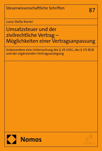 Umsatzsteuer und der zivilrechtliche Vertrag – Möglichkeiten einer Vertragsanpassung