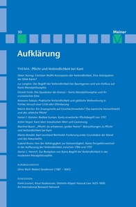 Aufklärung, Band 30: Pflicht und Verbindlichkeit bei Kant. Quellengeschichtliche, systematische und wirkungsgeschichtliche Beiträge
