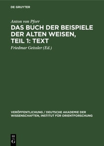 Buch der Beispiele der alten Weisen, Teil 1: Text