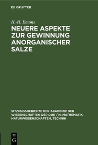 Neuere Aspekte zur Gewinnung anorganischer Salze