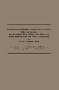 Ueber das Verhalten des Gaswechsels beim Diabetes nach Zufuhr von reinen Eiweisskörpern und reinen Kohlehydraten
