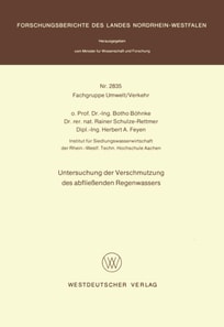 Untersuchung der Verschmutzung des abfließenden Regenwassers
