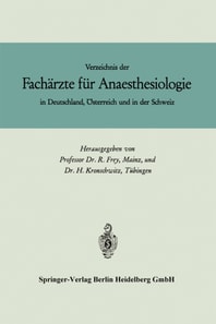 Verzeichnis der Fachärzte für Anaesthesiologie in Deutschland, Österreich und in der Schweiz