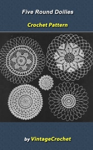 5 Round Doilies Vintage Crochet Pattern eBook