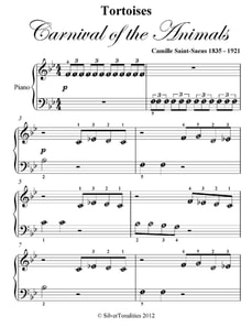 Tortoises Carnival of the Animals Beginner Piano Sheet Music