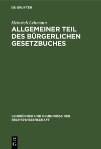 Allgemeiner Teil des Burgerlichen Gesetzbuches
