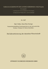 Die Subventionierung der deutschen Filmwirtschaft