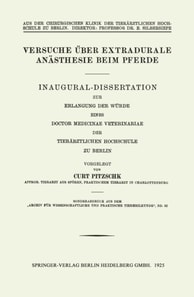 Versuche über Extradurale Anästhesie beim Pferde