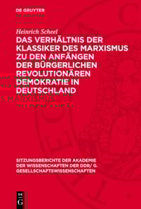 Das Verhältnis der Klassiker des Marxismus zu den Anfängen der bürgerlichen revolutionären Demokratie in Deutschland