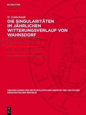 Die Singularitäten im jährlichen Witterungsverlauf von Wahnsdorf