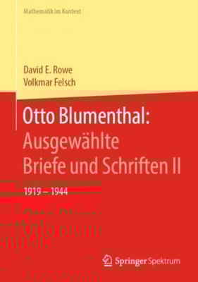 Otto Blumenthal: Ausgewählte Briefe und Schriften II