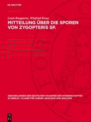 Mitteilung über die Sporen von Zygopteris Sp.