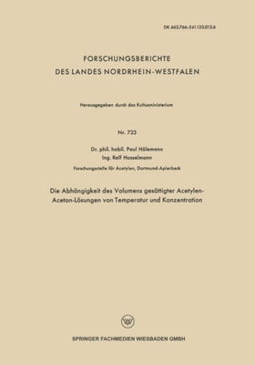 Die Abhängigkeit des Volumens gesättigter Acetylen-Aceton-Lösungen von Temperatur und Konzentration