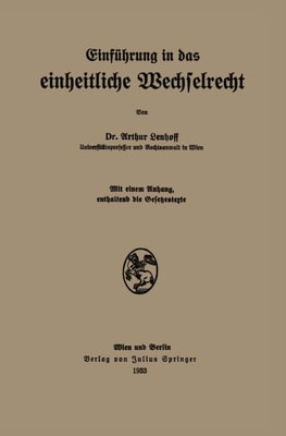 Einführung in das einheitliche Wechselrecht