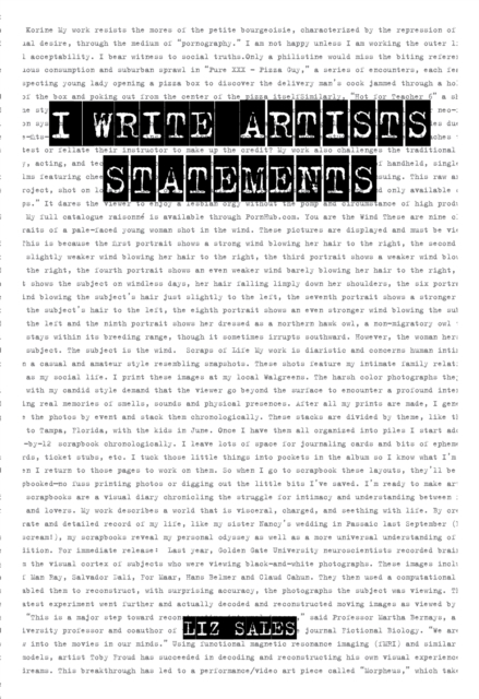 I Write Artist Statements