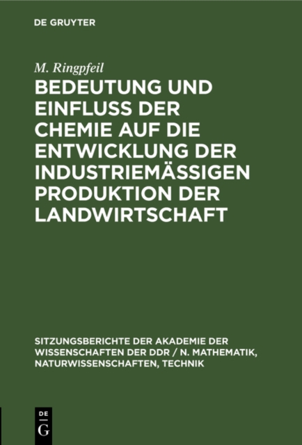 Bedeutung und Einflu der Chemie auf die Entwicklung der industriemaigen Produktion der Landwirtschaft