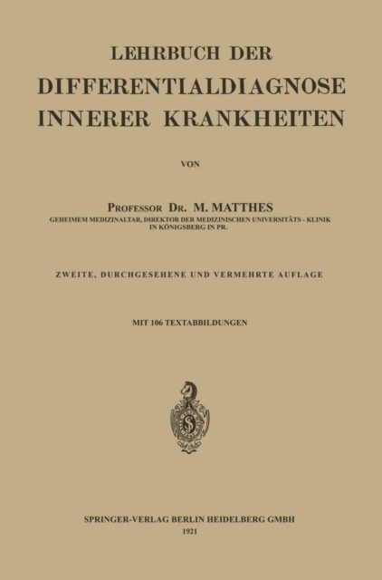 Lehrbuch der Differentialdiagnose innerer Krankheiten