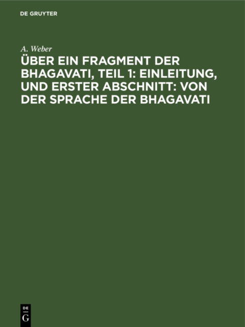 Einleitung, und Erster Abschnitt: von der Sprache der Bhagavati