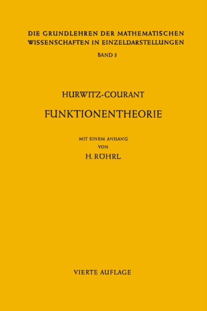 Vorlesungen über allgemeine Funktionentheorie und elliptische Funktionen
