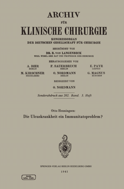Die Ulcuskrankheit ein Immunitätsproblem?