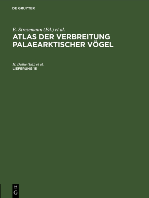 Atlas der Verbreitung palaearktischer Vogel. Lieferung 15