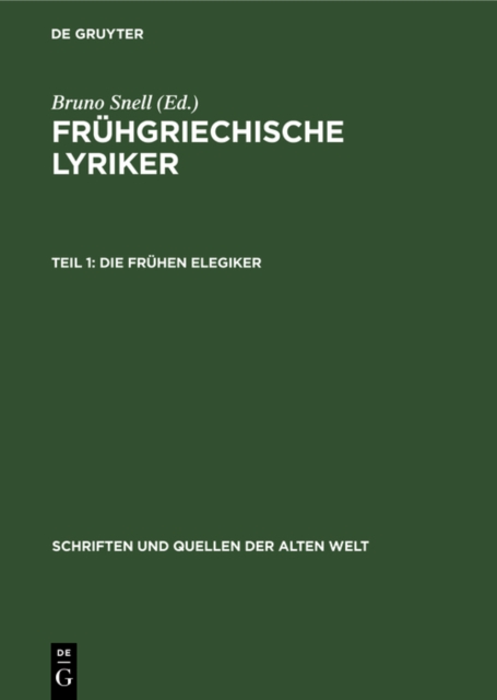 Die fruhen Elegiker