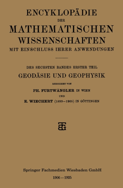 Encyklopädie der mathematischen Wissenschaften mit Einschluss ihrer Anwendungen