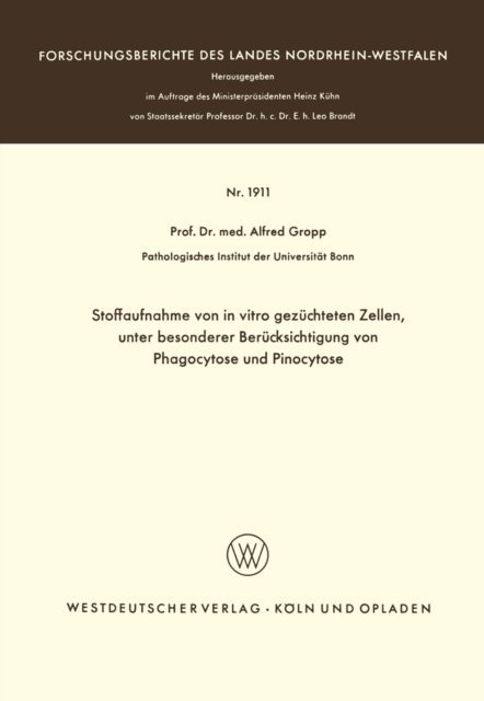 Stoffaufnahme von in vitro gezüchteten Zellen, unter besonderer Berücksichtigung von Phagocytose und Pinocytose