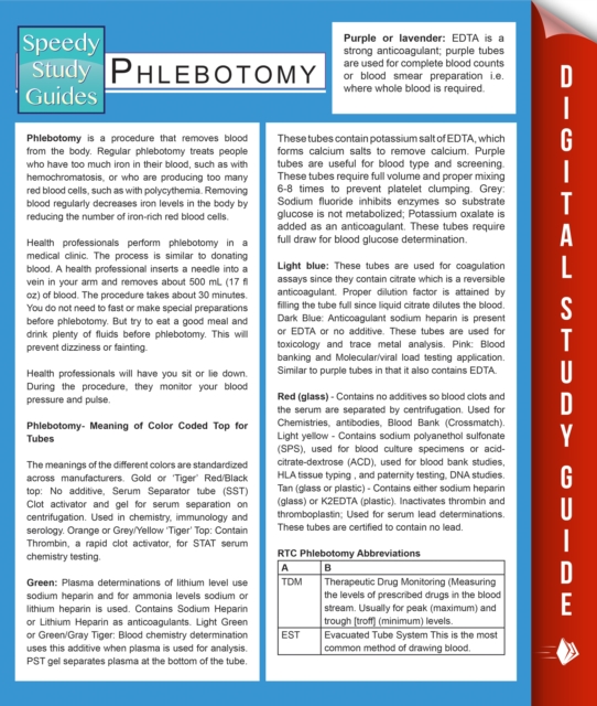 Phlebotomy (Speedy Study Guides)