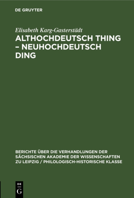 Althochdeutsch Thing - Neuhochdeutsch Ding