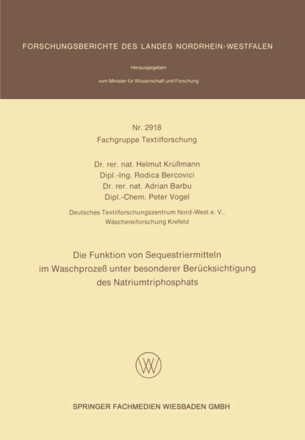 Die Funktion von Sequestriermitteln im Waschprozeß unter besonderer Berücksichtigung des Natriumtriphosphats
