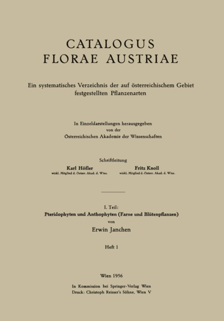 I. Teil: Pteridophyten und Anthophyten (Farne und Blütenpflanzen)