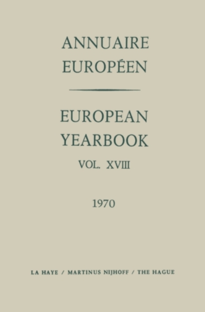 Annuaire Europeen / European Yearbook
