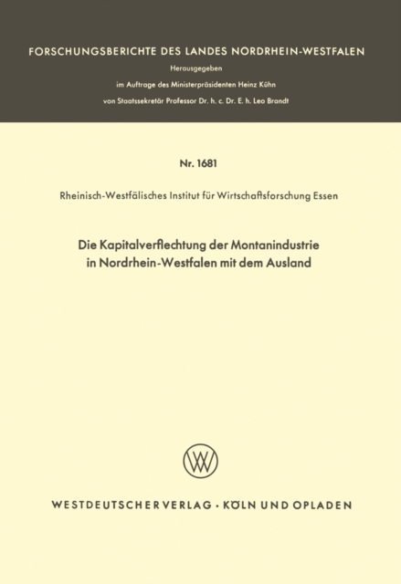 Die Kapitalverflechtung der Montanindustrie in Nordrhein-Westfalen mit dem Ausland
